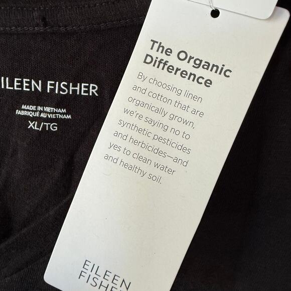 NEW!!! Eileen Fisher Size XL Black T-Shirt Organic Cotton V Neck - Picture 7 of 11